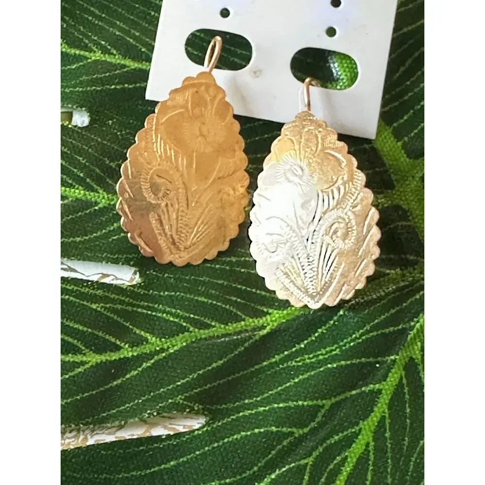 BOGO FREE GOLDEN ETCHED 80s earrings
